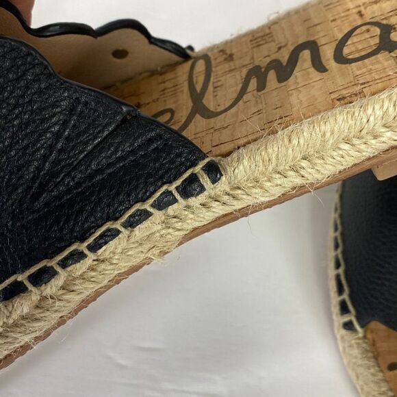 SAM EDELMAN Womens Black Padded Goring Andy Open Toe Slip‎ On Leather Espadrille - Picture 7 of 11